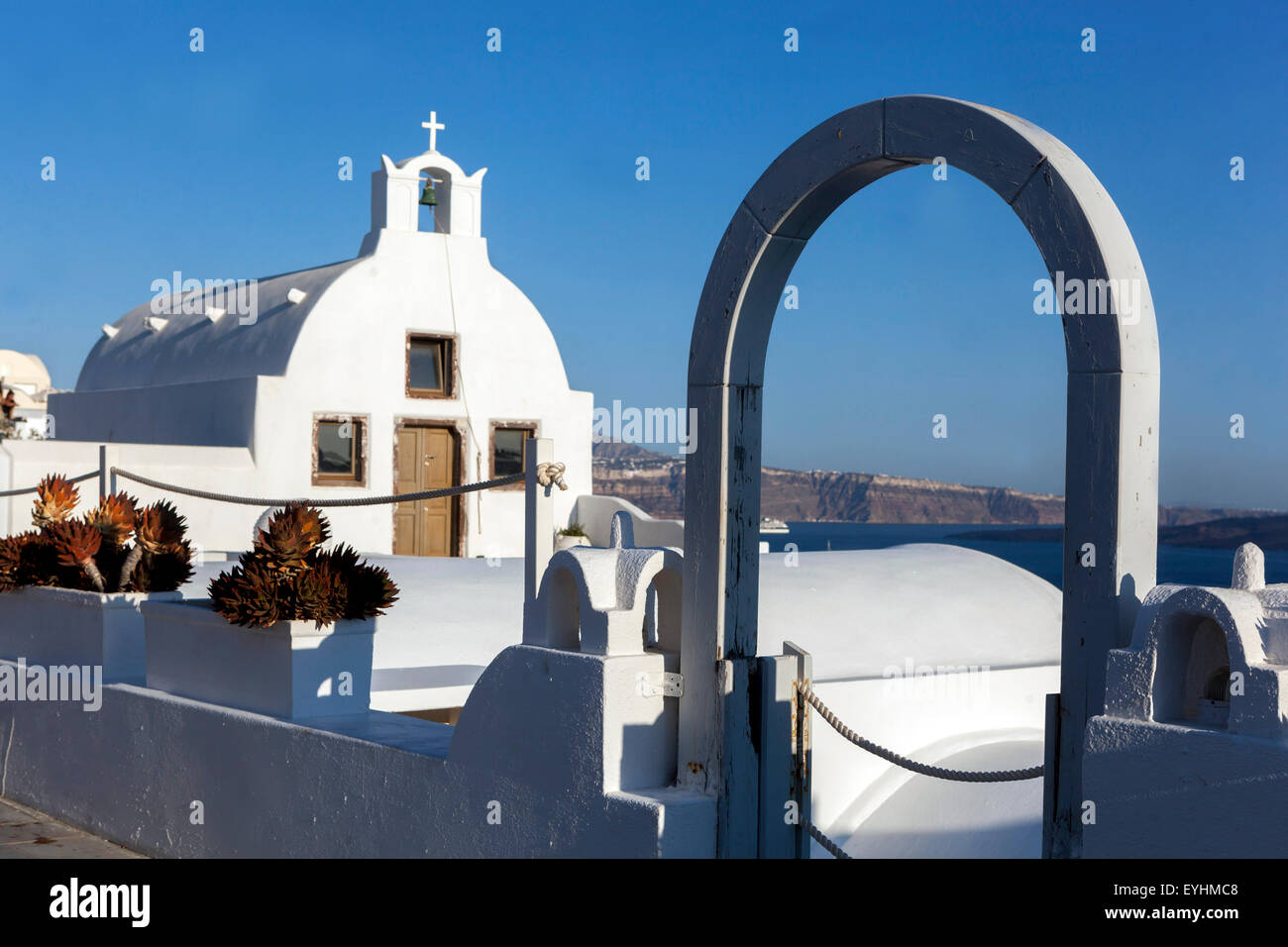 Orthodox Church, Oia, Santorini, Greek Islands, Cyclades, Greece Stock Photo