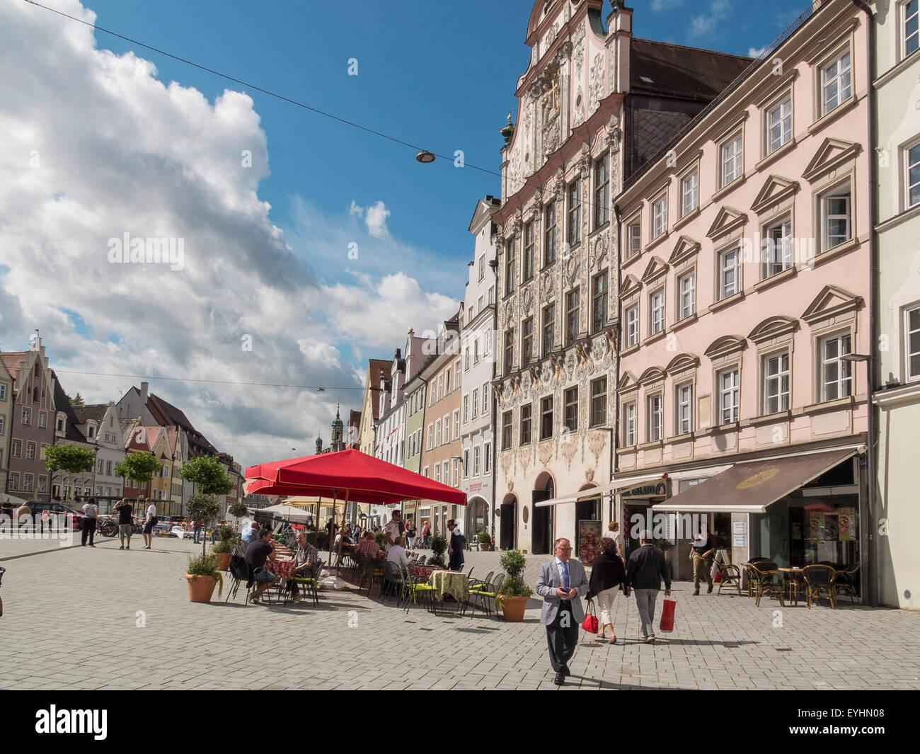 Landsberg am Lech - Main Square with town hall, Bavaria, Germany Stock Photo
