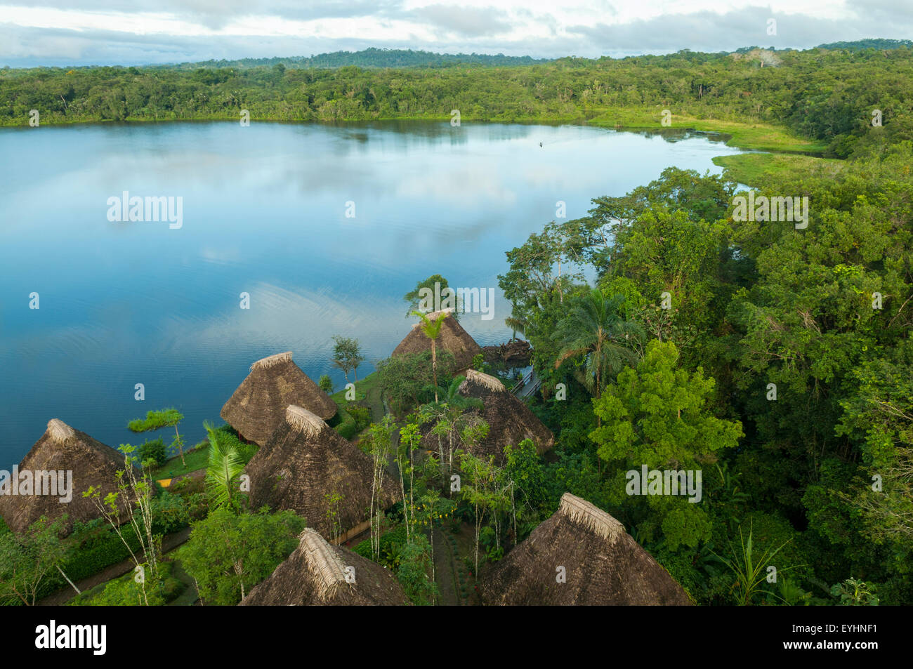 Napo Wilderness Lodge on Napo Lagoon, Yasuni NP, Ecuador Stock Photo