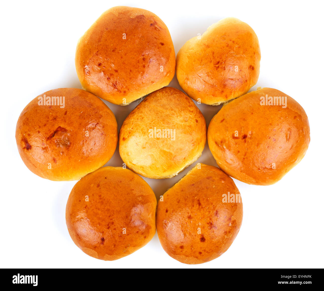 the freshly baked Bread rolls on white background Stock Photo