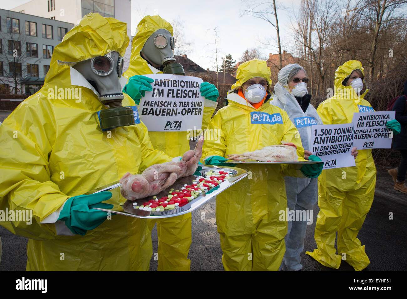 Berlin, Germany, PETA Action Â «antibiotics in meat: human and animal farmers OpferÂ» Stock Photo
