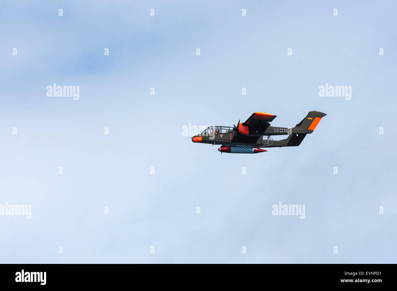The North American Rockwell OV-10 Bronco is a turboprop light attack and observation aircraft. Stock Photo