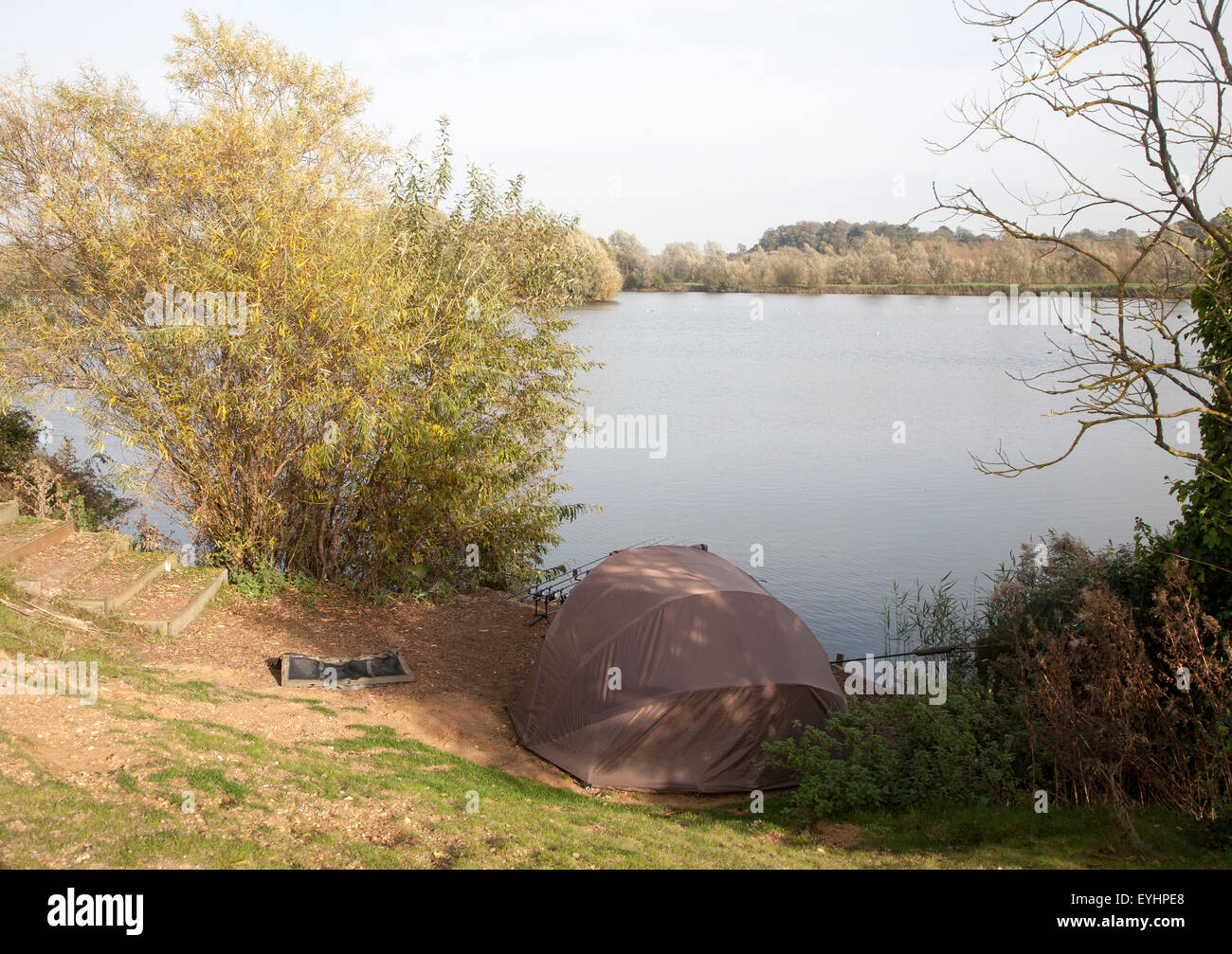 Fishing tent at big fish lake at suffolk water park hires stock
