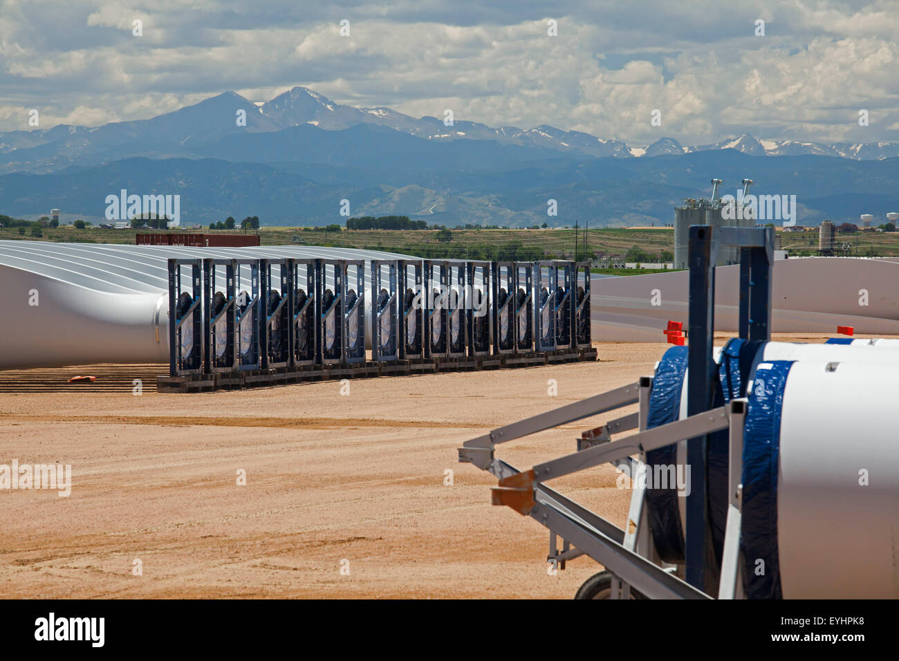 Windsor, Colorado Wind turbine blades stored outside the Vestas Stock