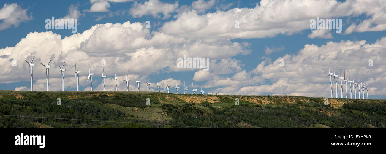 Arlington, Wyoming - The Foote Creek Rim wind farm. Stock Photo