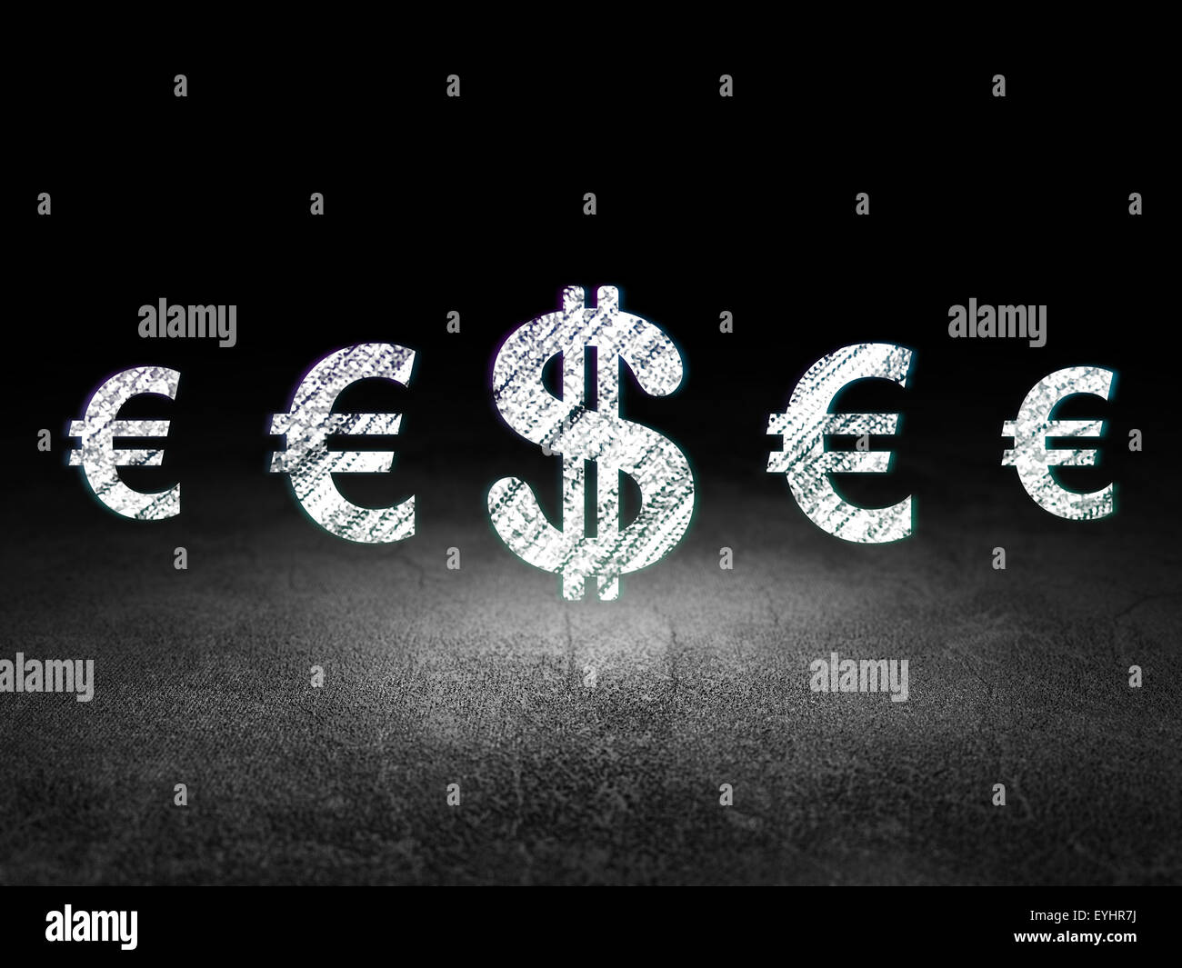 Money concept: dollar icon in grunge dark room Stock Photo