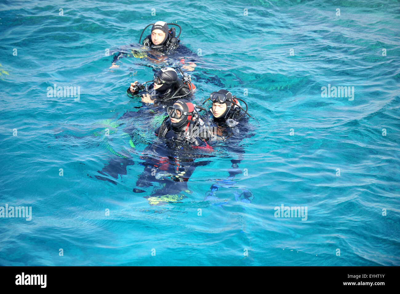 Scuba divers, Red Sea, Sinai, Egypt, diver enters the water Stock Photo