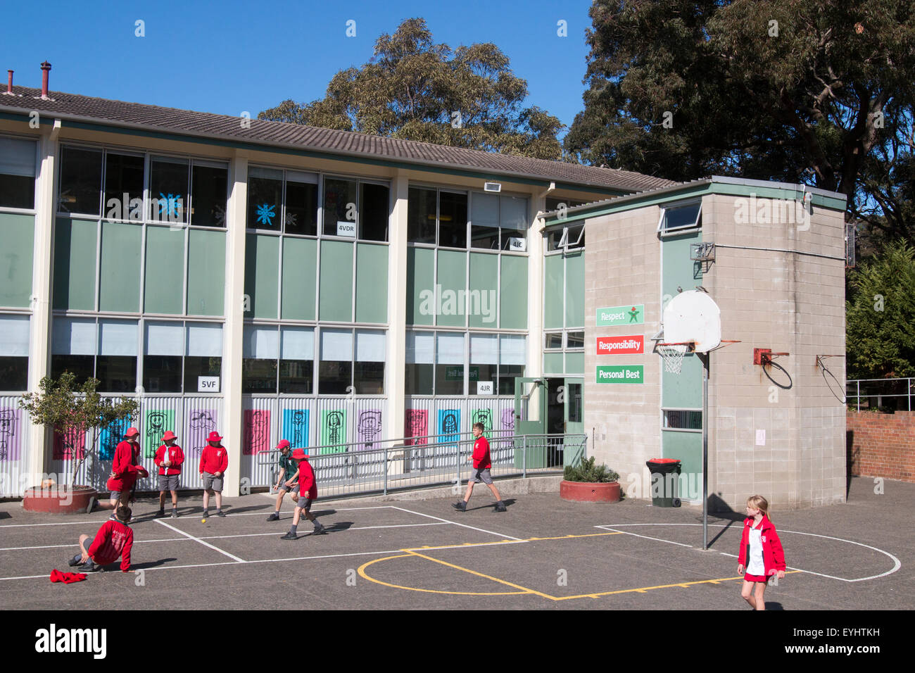 Australian school children playing games in their primary school playground,Sydney,Australia
