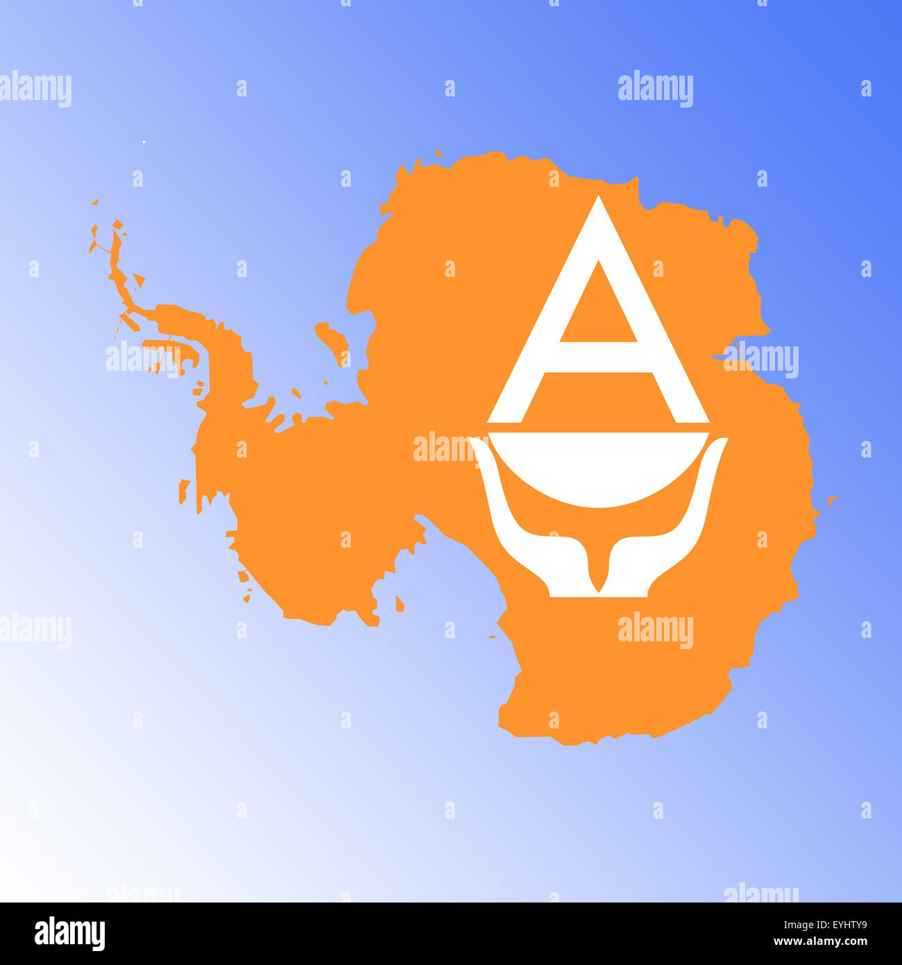 Symbolbild: Antarktis: Laenderumriss mit Flagge/ symbolic image: Antarctic: outline and flag. Stock Photo