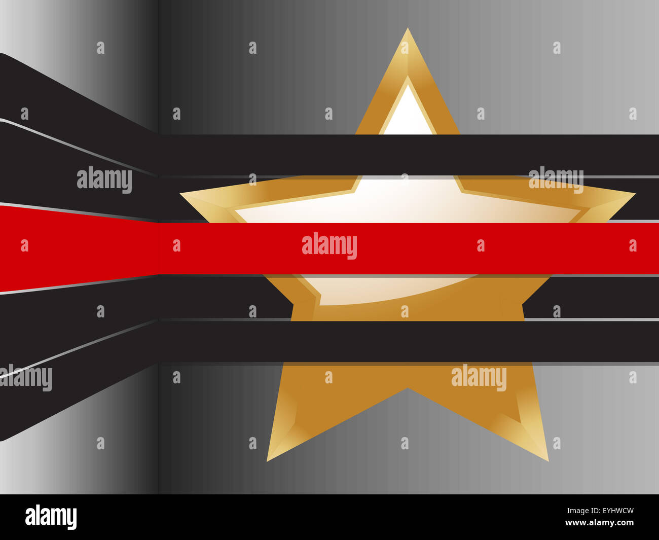 Gold Star on Black and Gray Background with Stripes Stock Photo - Alamy