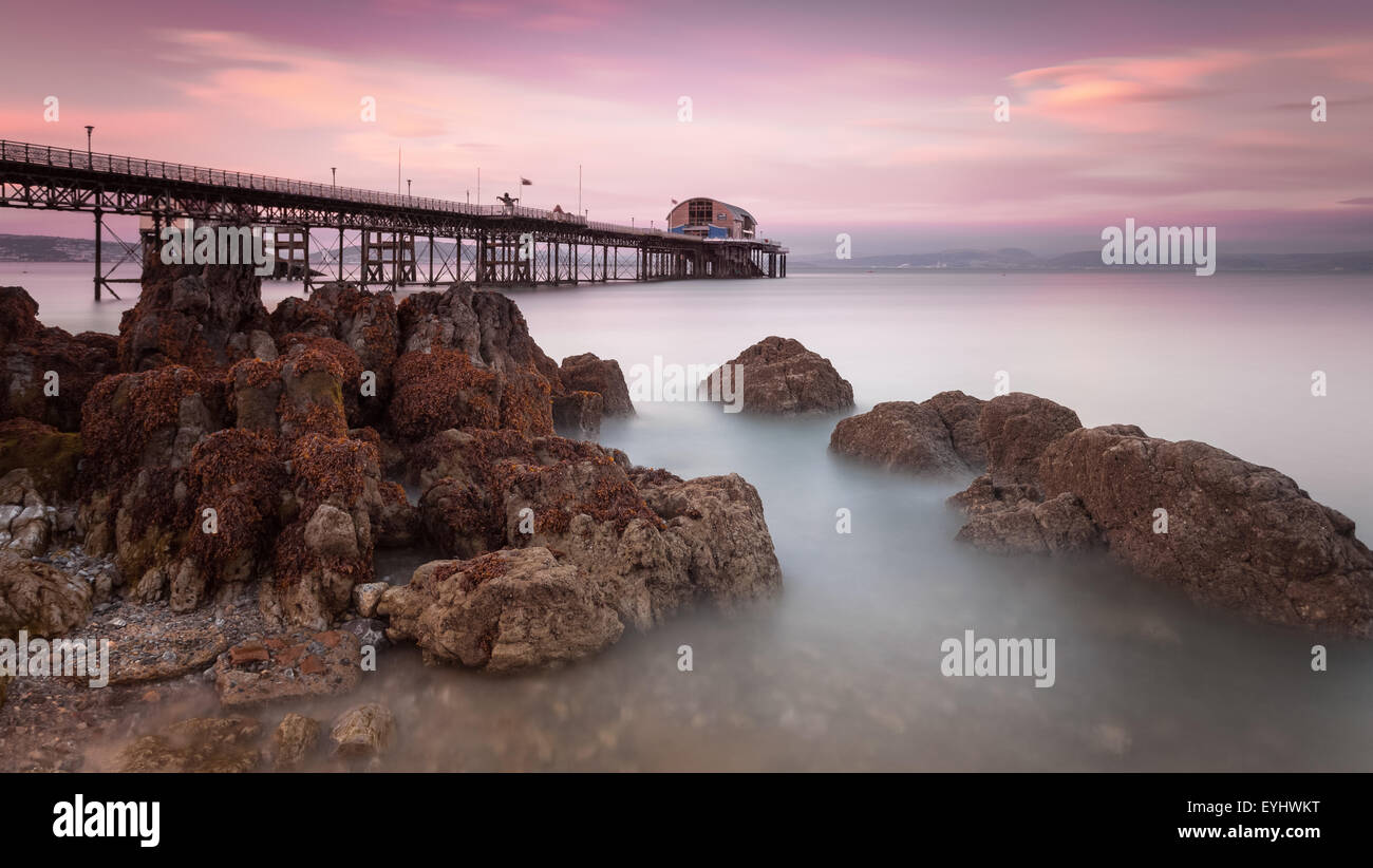 Mumbles pier, Swansea lifeboat house on Mumbles pier, Swansea, south Wales. Stock Photo