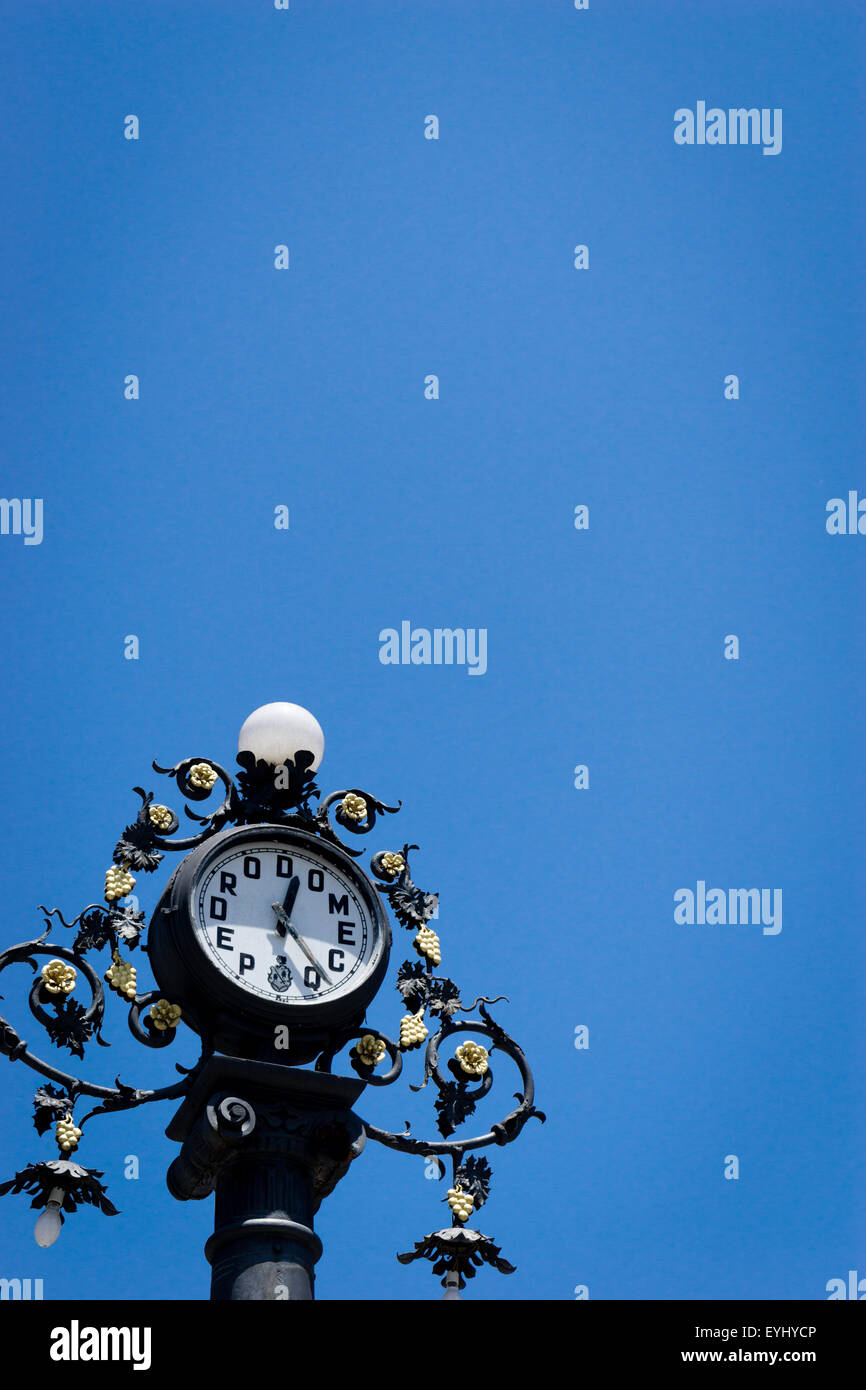 A clock with letters instead of numbers advertising Pedro Domecq sherry
