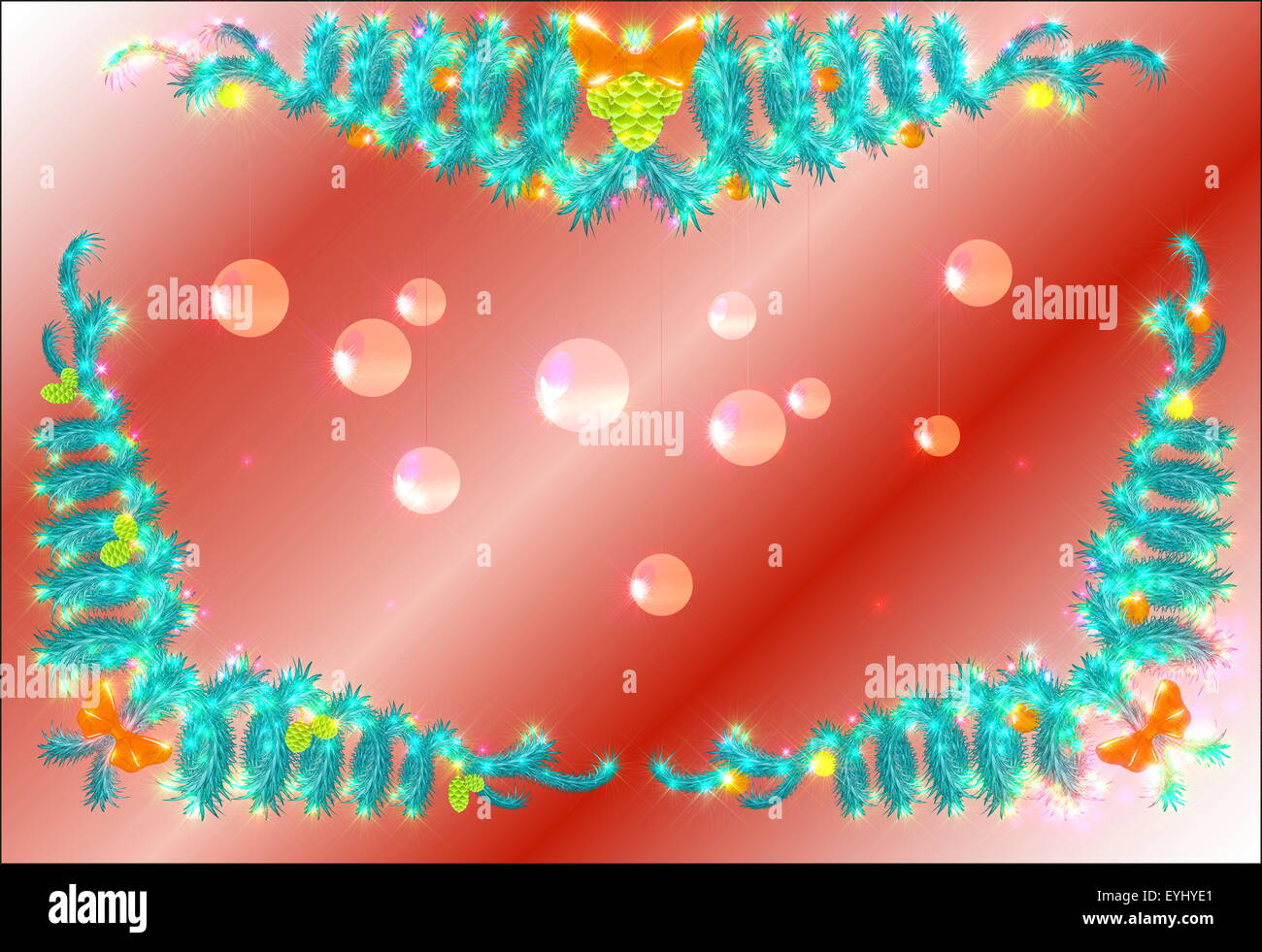 Christmas tree with red balls Stock Photo - Alamy