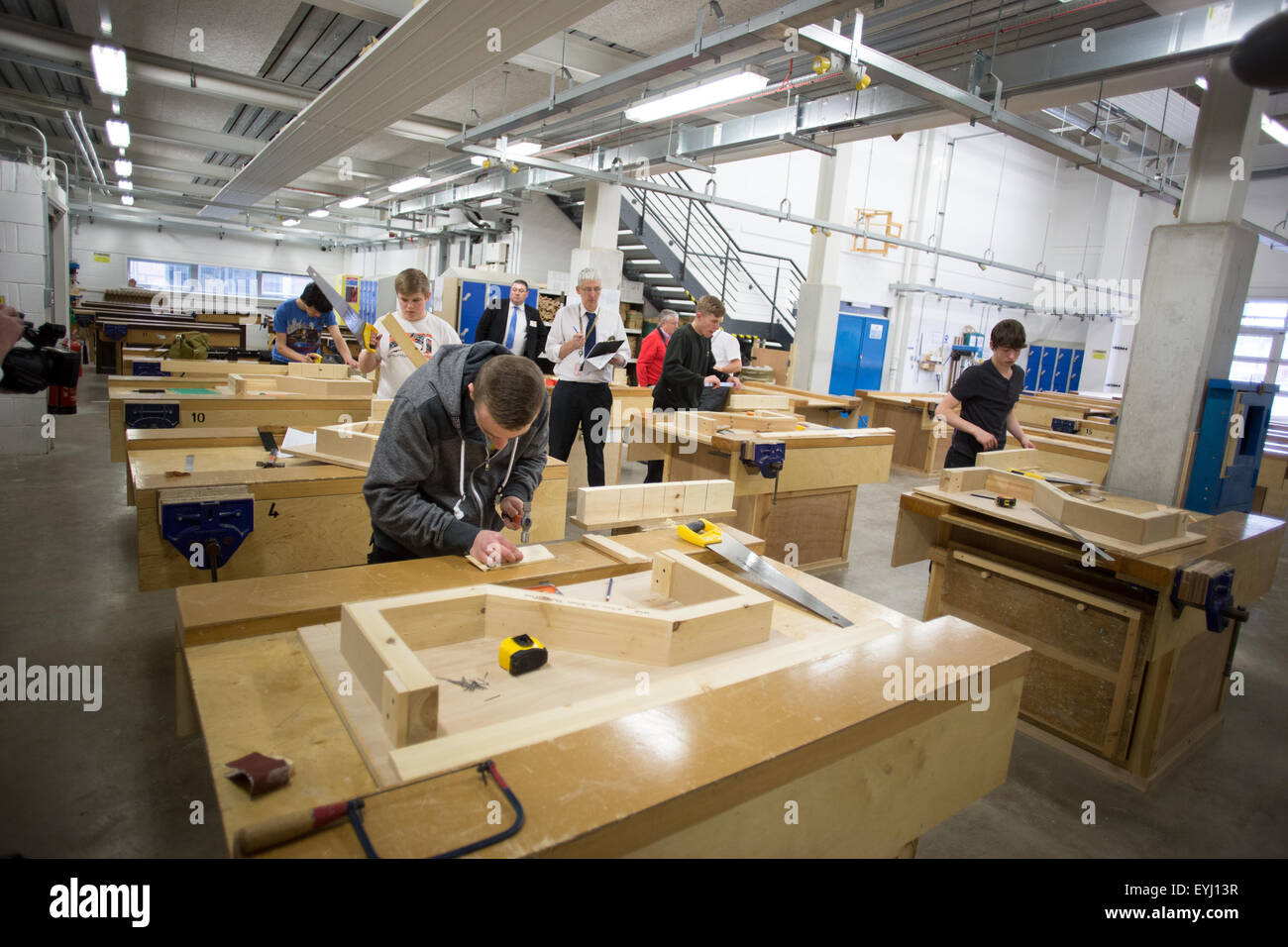 a woodwork class at Bolton College Stock Photo Alamy
