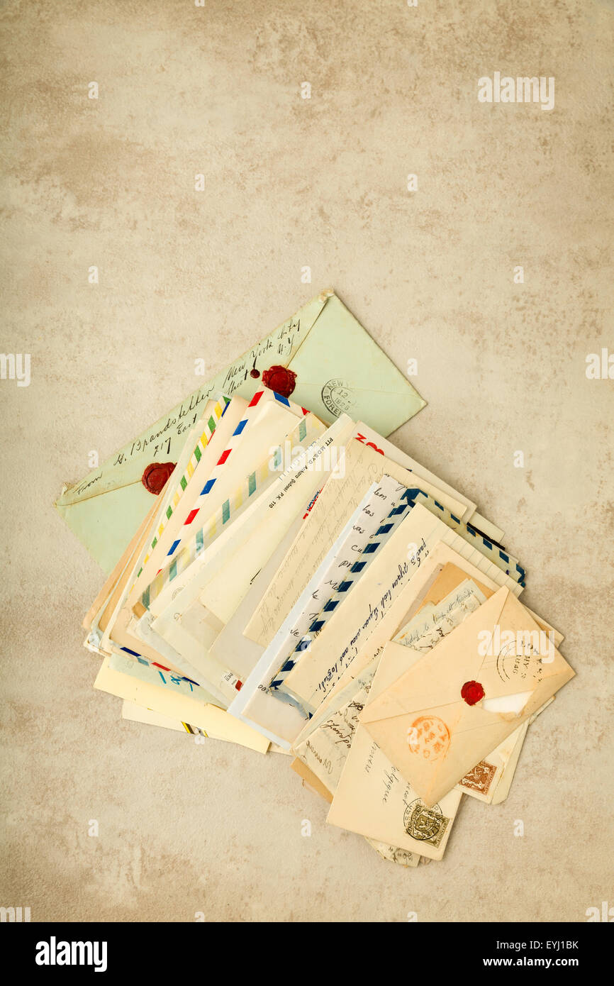 Old envelopes and letters stacked in a bundle Stock Photo Alamy
