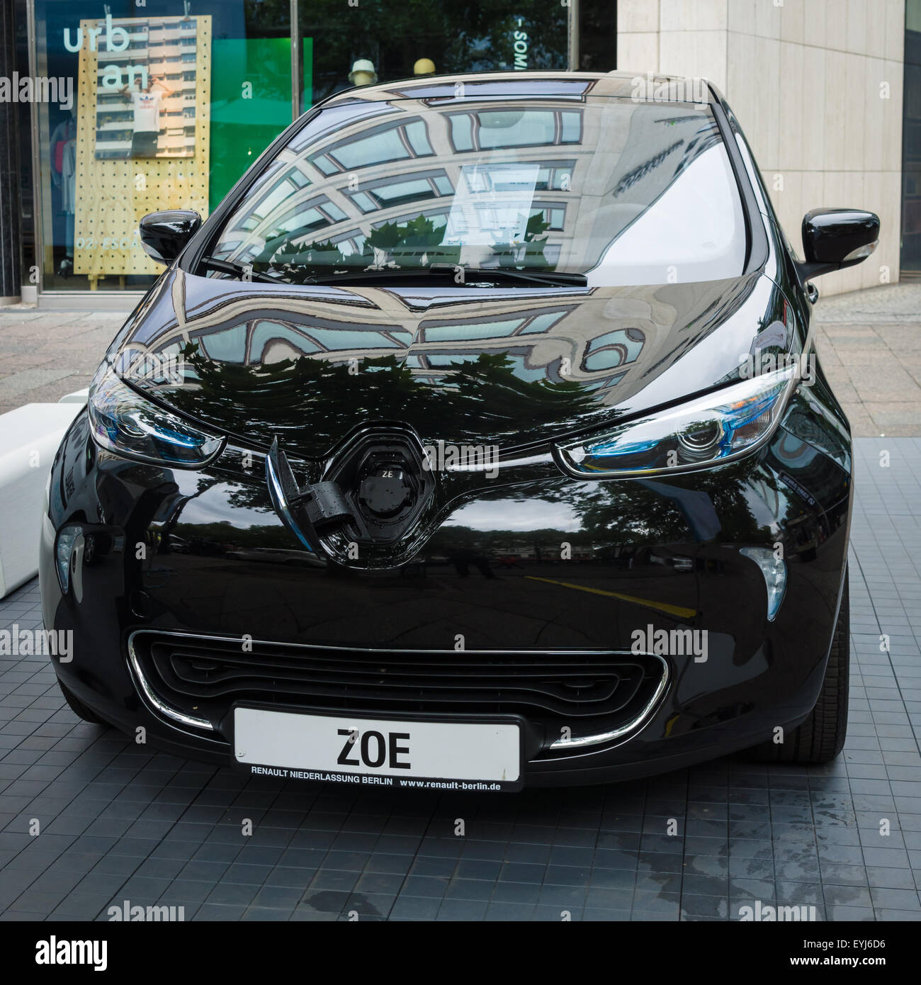 BERLIN JUNE 14 2015 Supermini electric car Renault Zoe. The