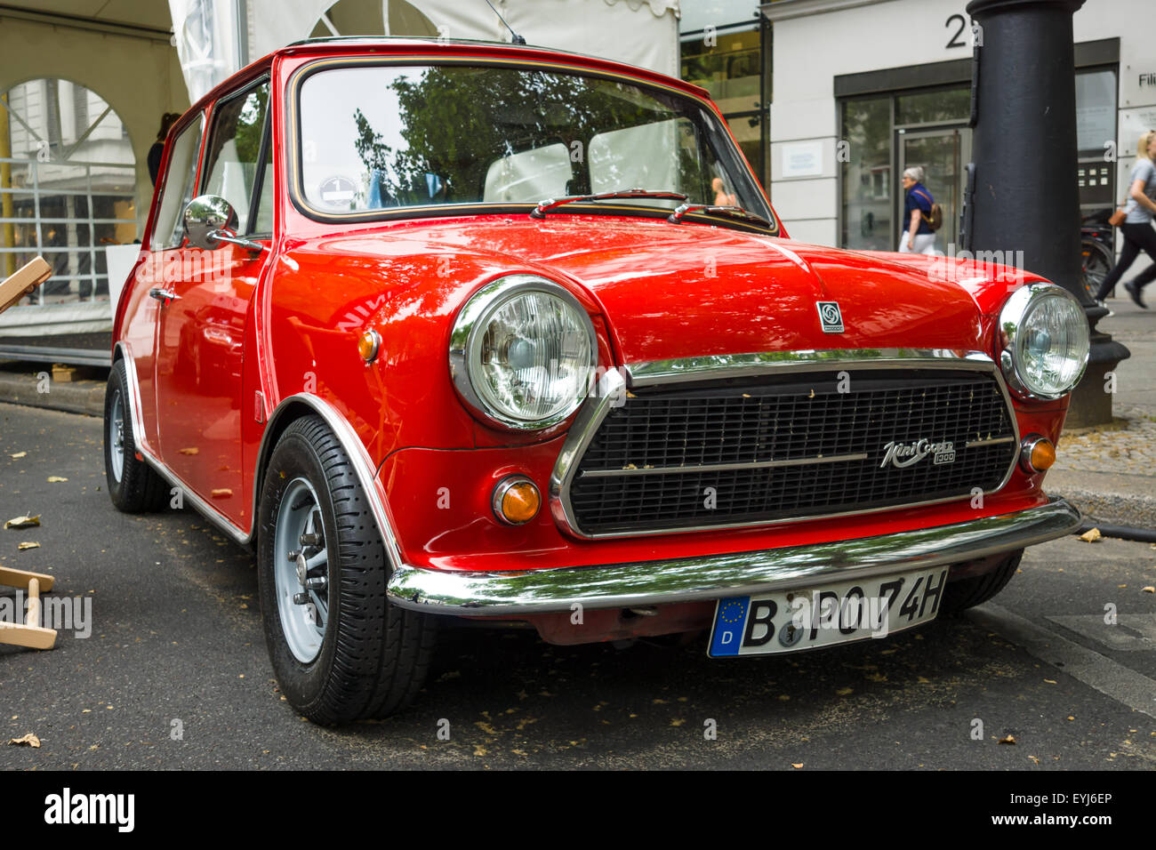 BERLIN - JUNE 14, 2015: Compact car Innocenti Mini Cooper 1300. The Classic Days on Kurfuerstendamm. Stock Photo