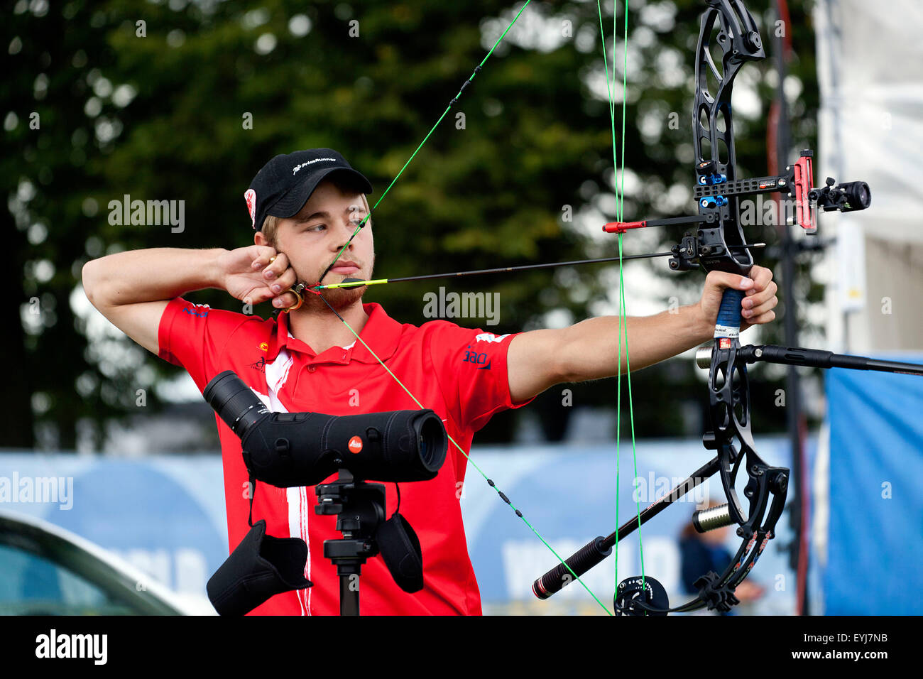 Copenhagen, Denmark, July 30th, 2015: Danish archer Stephan Hansen  competes in the World Archery Championships in Copenhagen during Thursday's individual matches  in compound bow. Credit:  OJPHOTOS/Alamy Live News Stock Photo