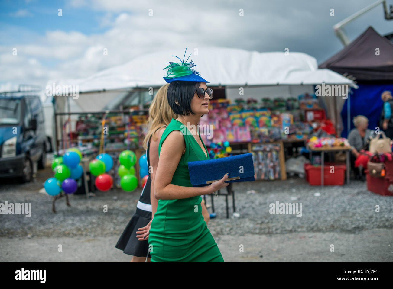 Galway, Ireland. 30th July, 2015. Widely renowned as ""˜Ladies Day' at the Galway Festival, Thursday combines the very best in racing and fashion for the pinnacle of the summer racing calendar. This is the richest National Hunt race in Ireland ""“ run over a distance of two miles with the prize fund of â‚¬300,000. © Velar Grant/ZUMA Wire/Alamy Live News Stock Photo