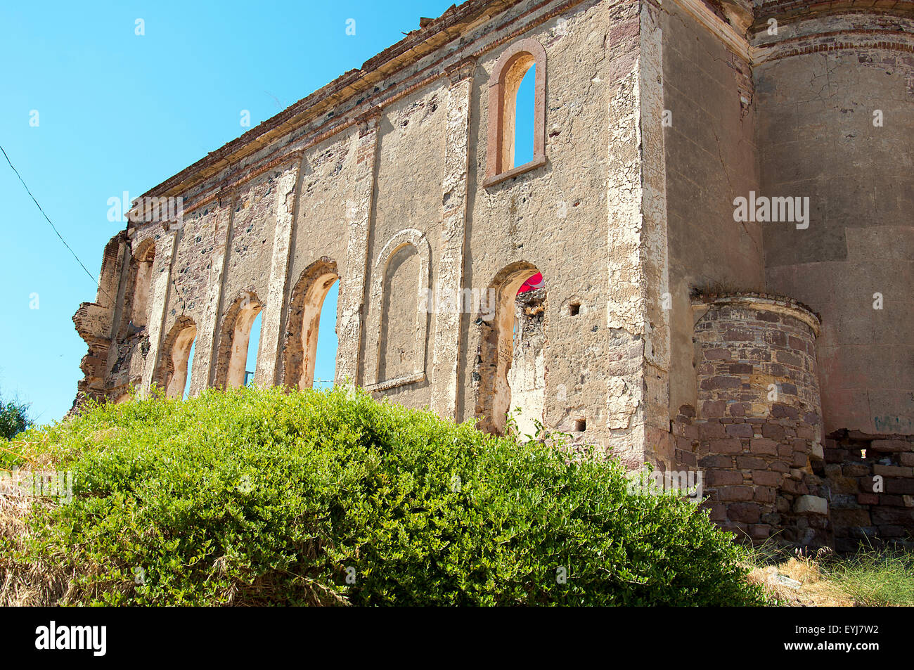 Cunda island church ruins Stock Photo