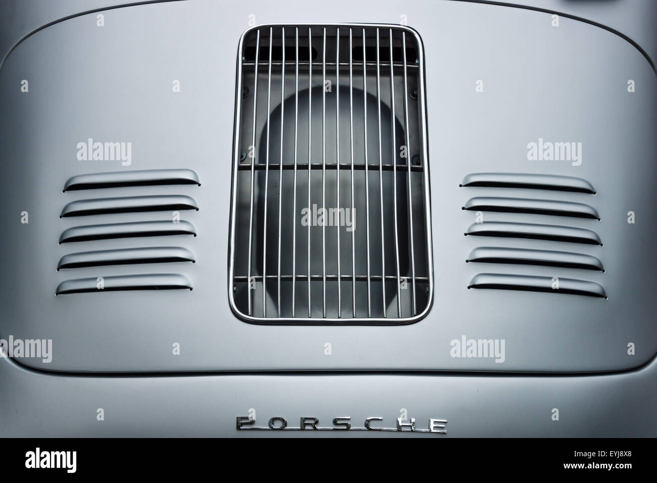 Air vents of the engine compartment of a sports car Porsche 356