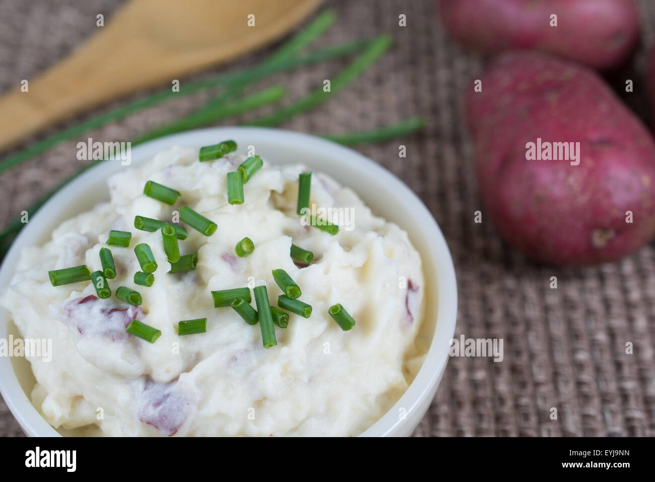 Mashed potatoes and chives Stock Photo