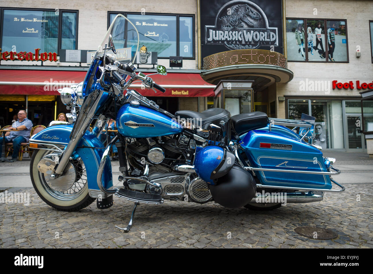 BERLIN - JUNE 14, 2015: Motocycle Harley-Davidson Electra Glide Ultra Classic. The Classic Days on Kurfuerstendamm. Stock Photo