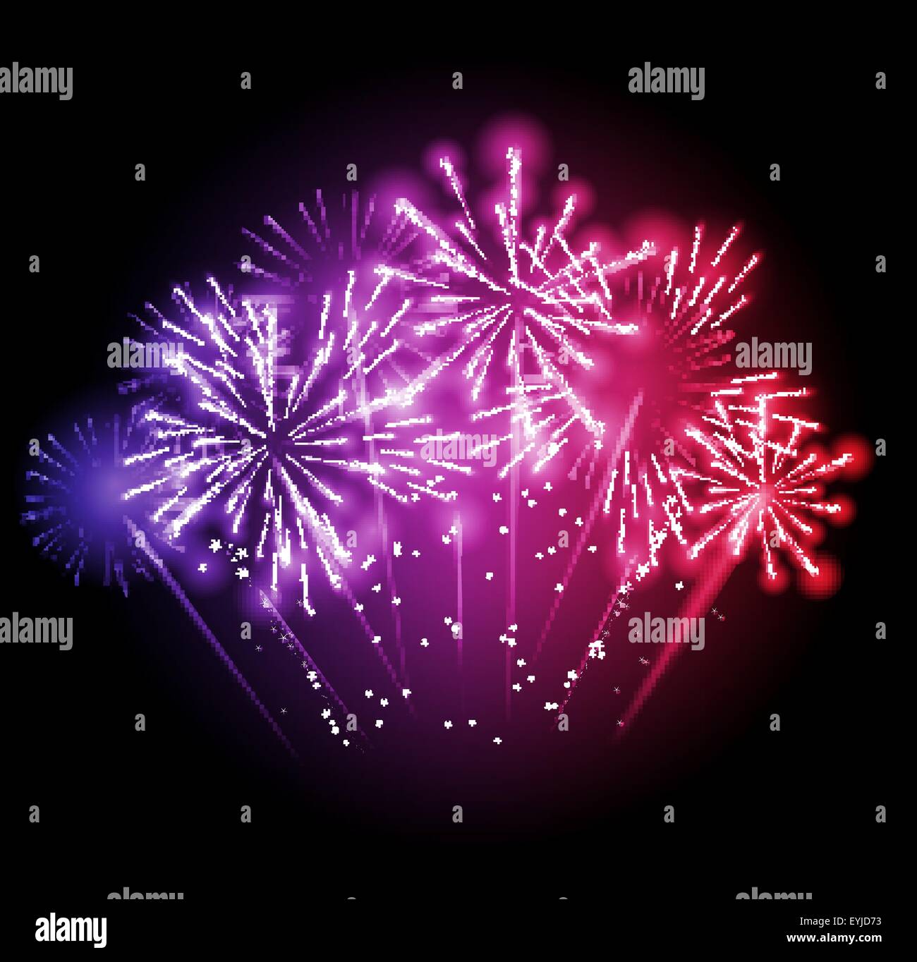 Vector Illustration of Fireworks, Salute on a Dark Background Stock