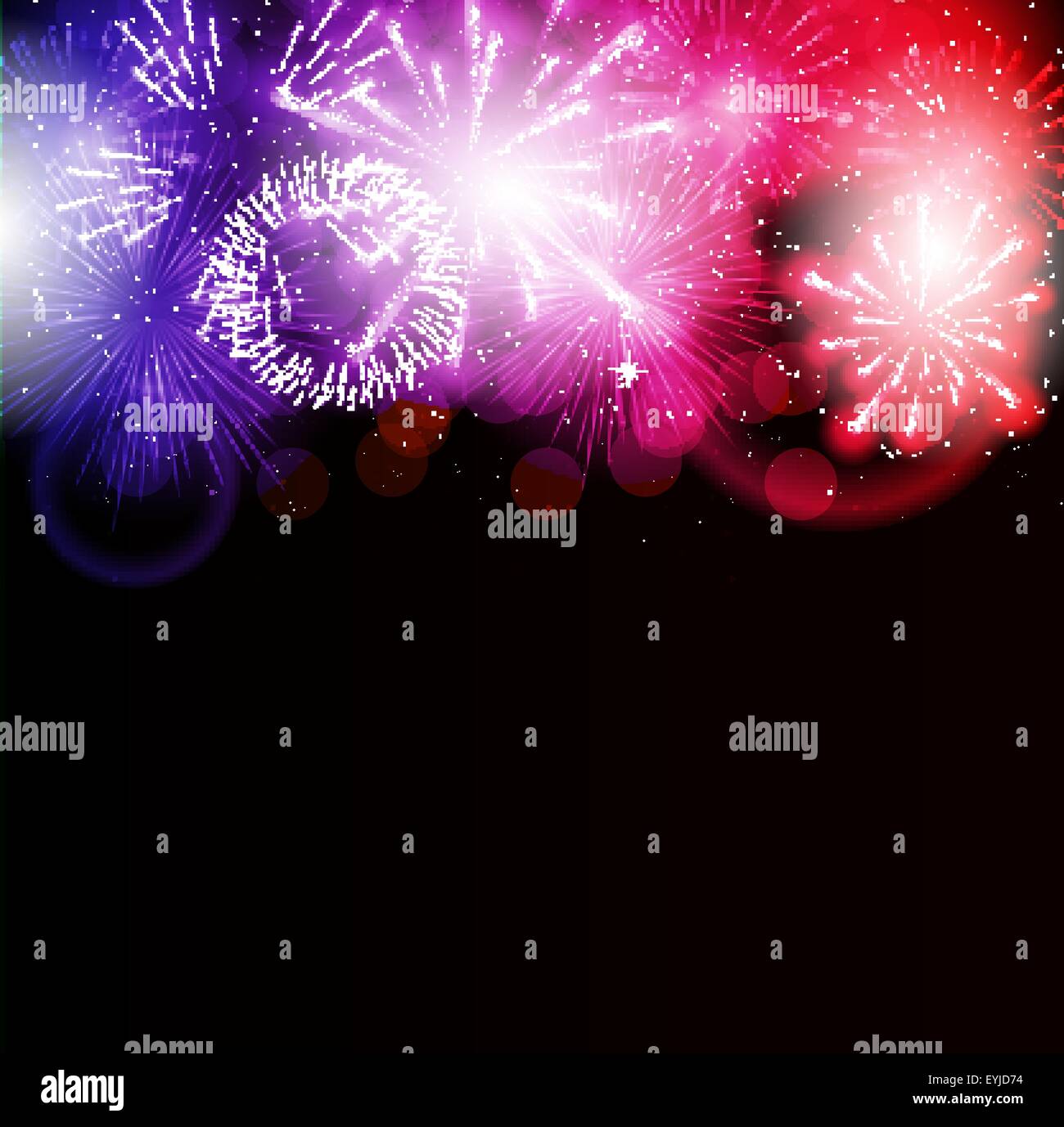 Vector Illustration of Fireworks, Salute on a Dark Background Stock