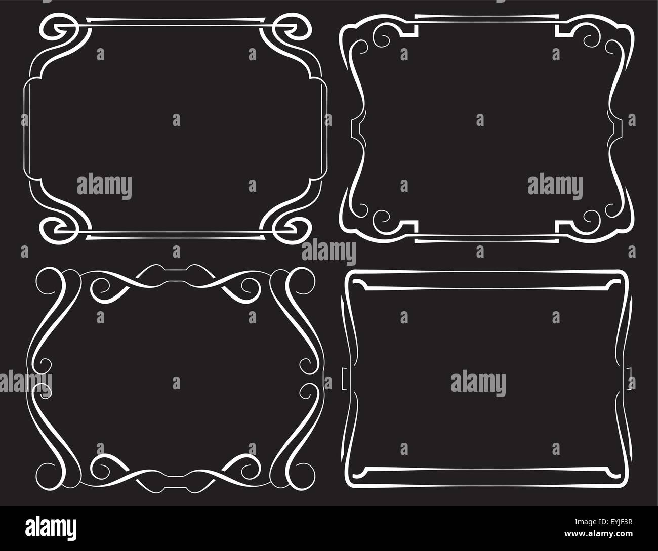 Set of vector horizontal framework. White on black Stock Vector Image