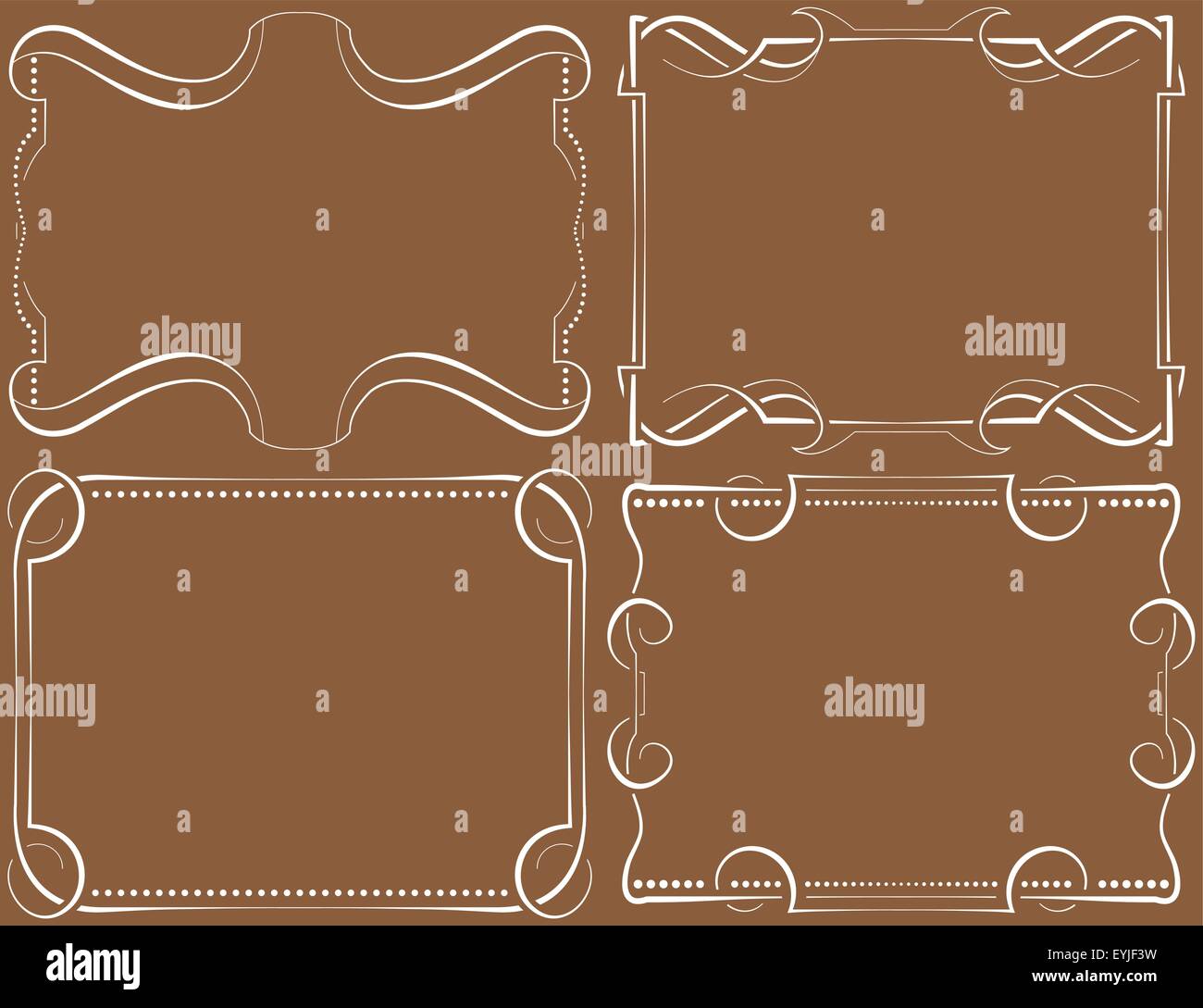 Set of vector horizontal framework. White on brown Stock Vector Image