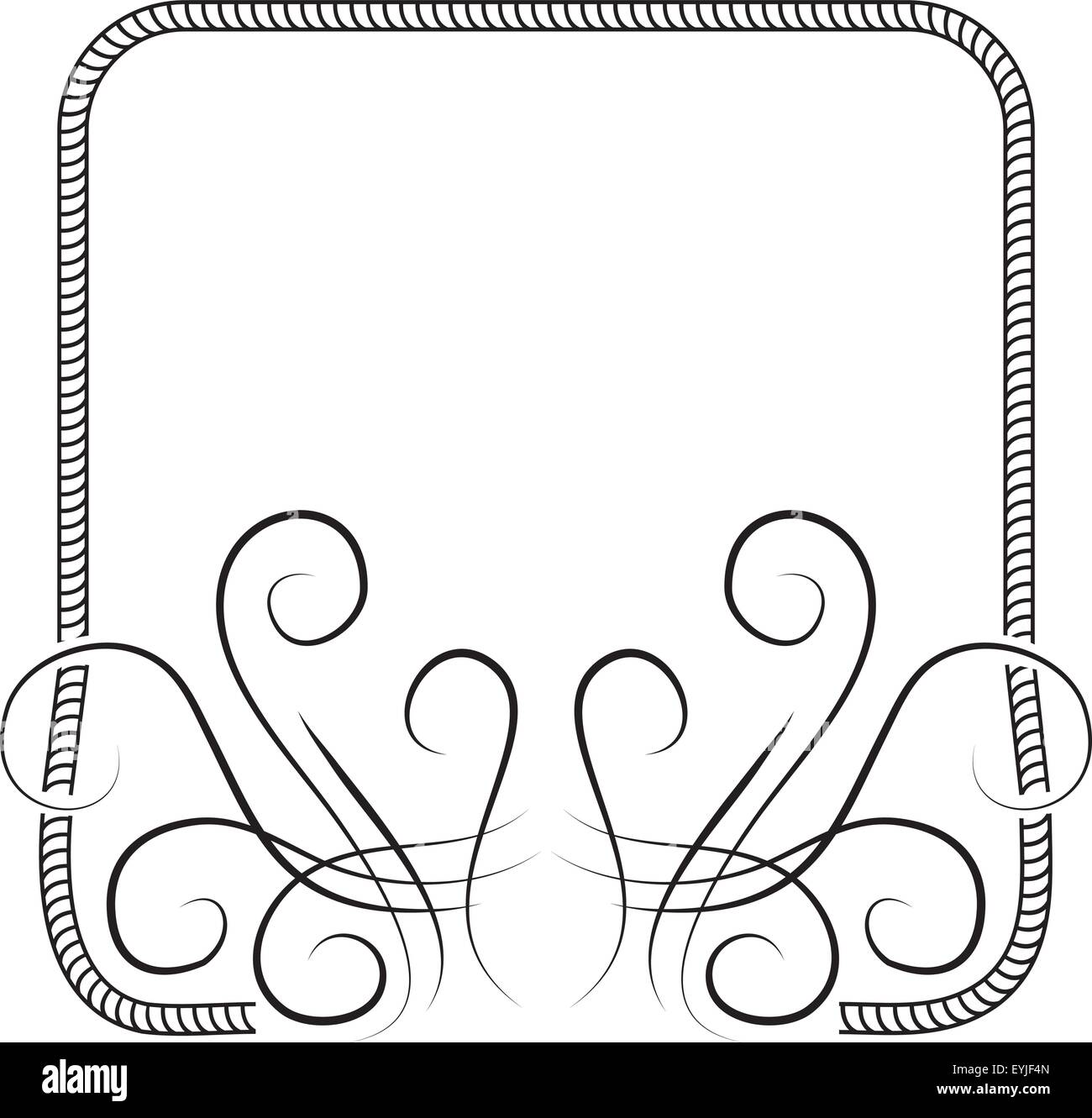 Vector knitting frame decorated with swirls. The illustration on white Stock Vector