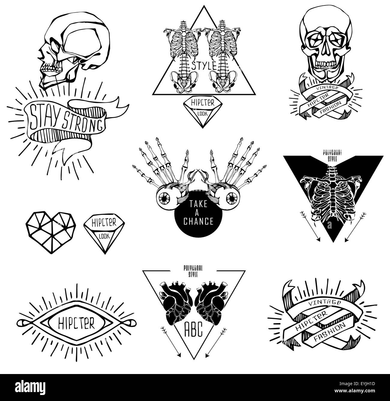 Set of Labels with human Stock Vector