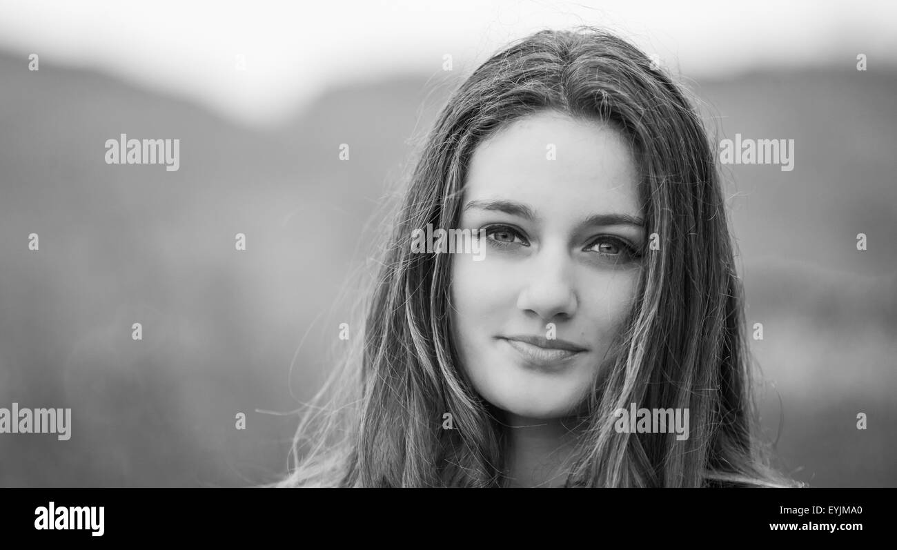 Caucasian female teen girl Black and White Stock Photos & Images - Alamy