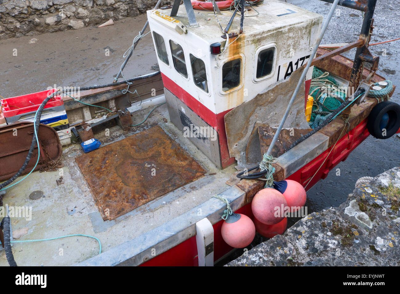 Fishing boat in dry dock Stock Photo Alamy
