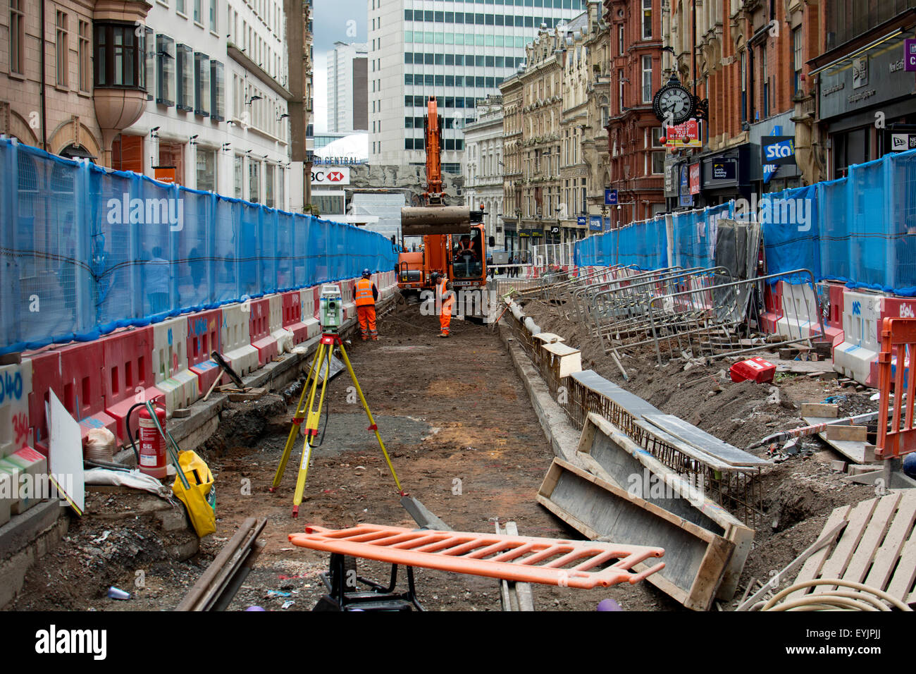 Midland Metro extension construction, Corporation Street, Birmingham, UK Stock Photo Alamy