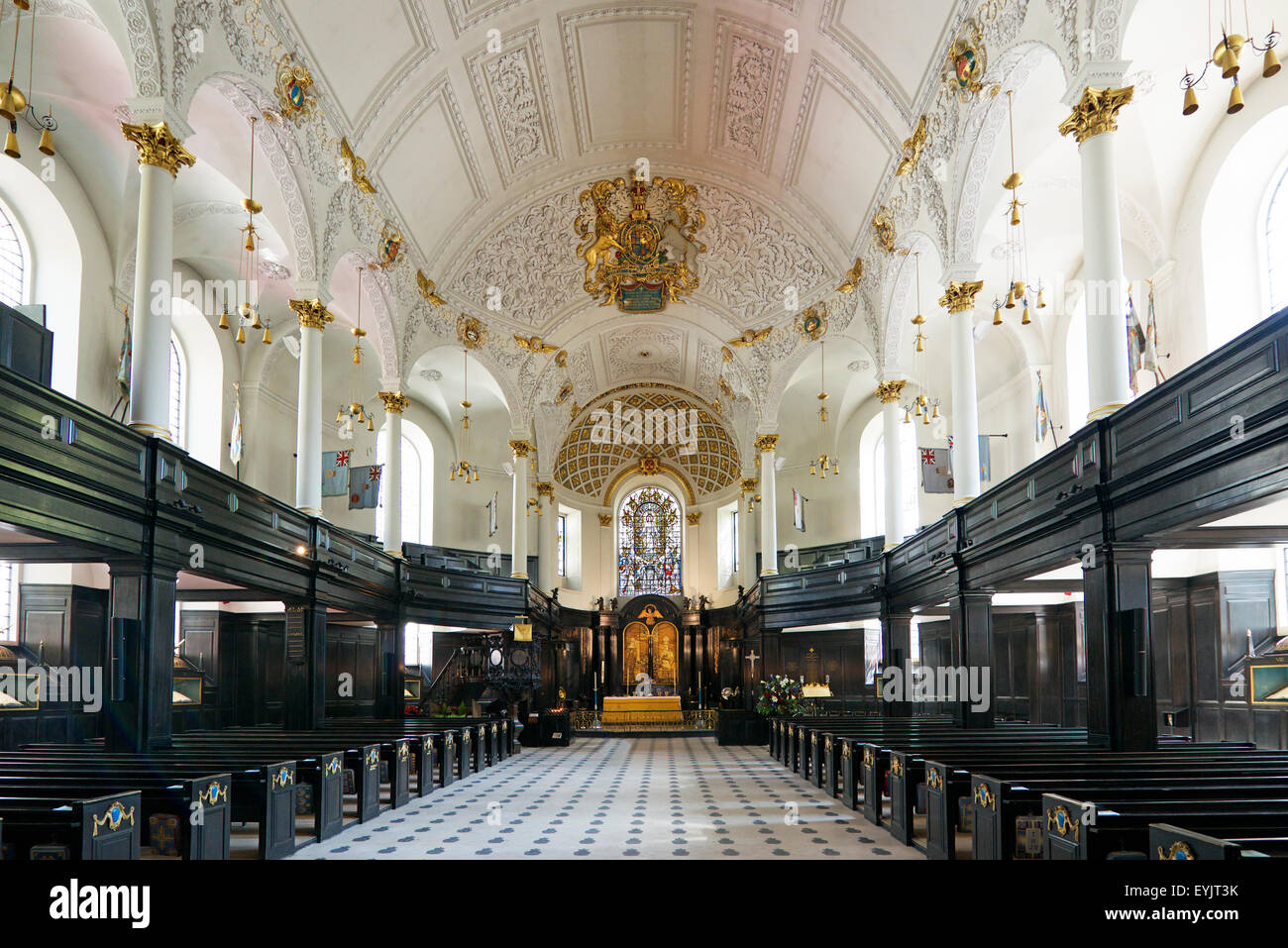 Interior Saint Clemenr Danes Church Strand London England Stock Photo