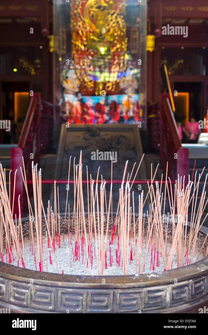 Incense sticks outside at Hindu temple in Singapore Stock Photo