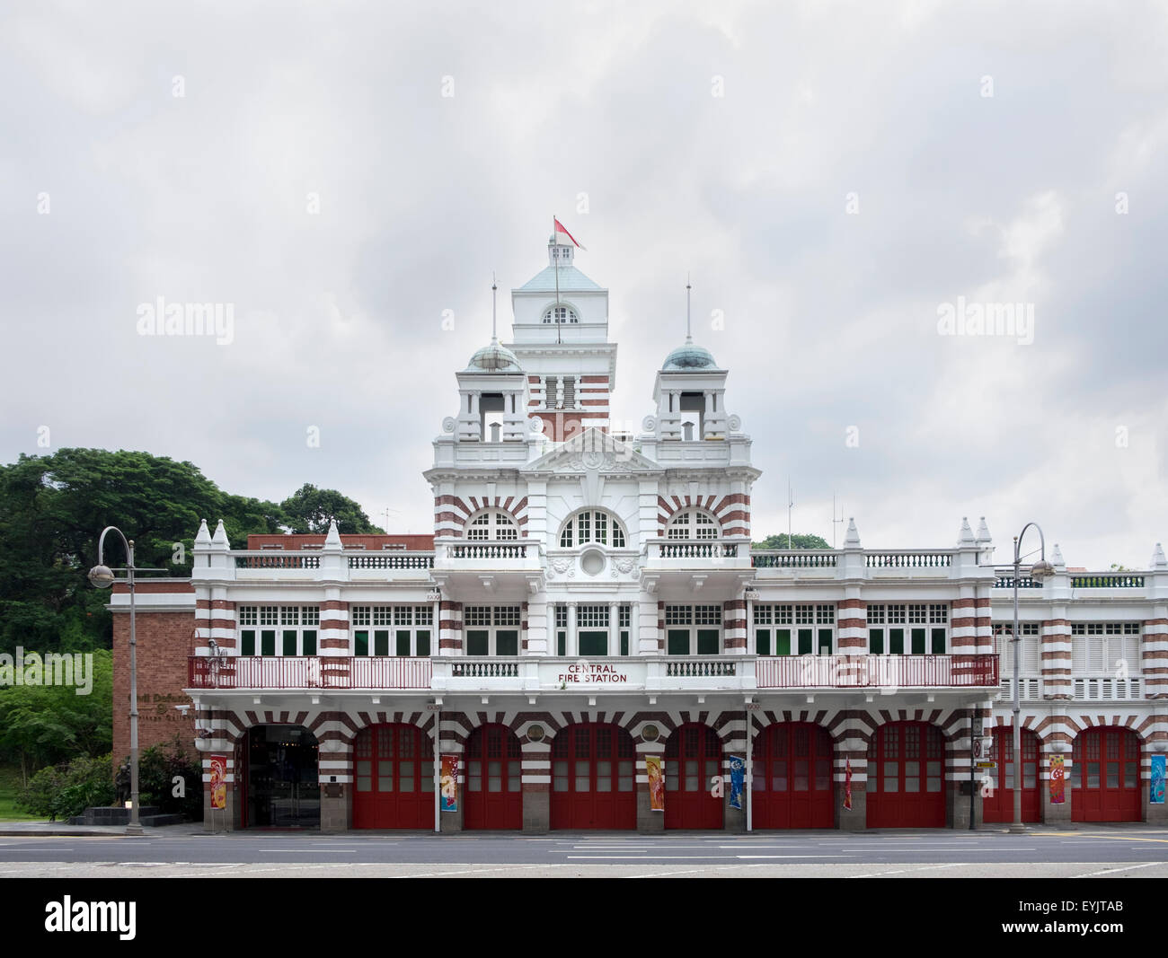 The old colonial central fire station in Singapore Stock Photo