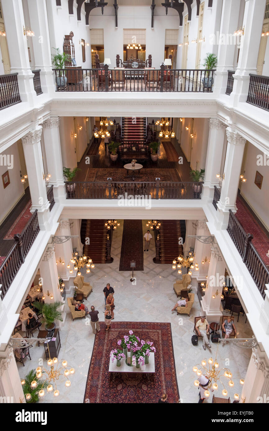 The lobby interior at Raffles Hotel in Singapore Stock Photo
