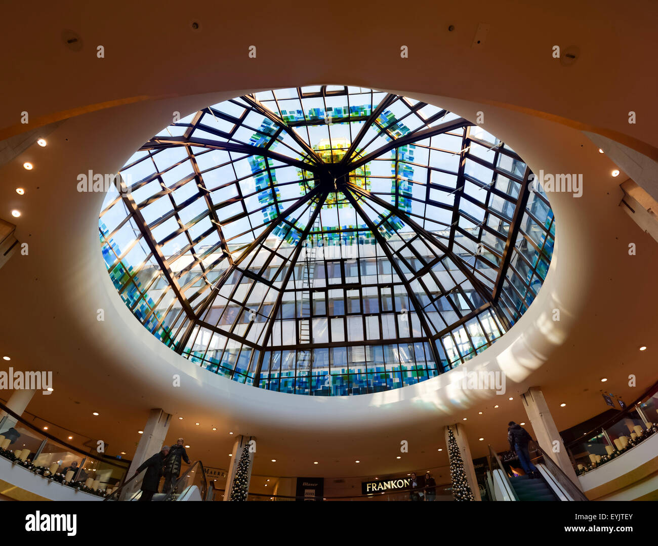 Modern shopping mall Ko-Galerie interior. It is one of the eight large shopping malls i Stock Photo