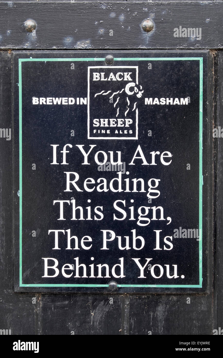 Amusing Black Sheep brewery sign taken in Muker in Swaledale Stock Photo