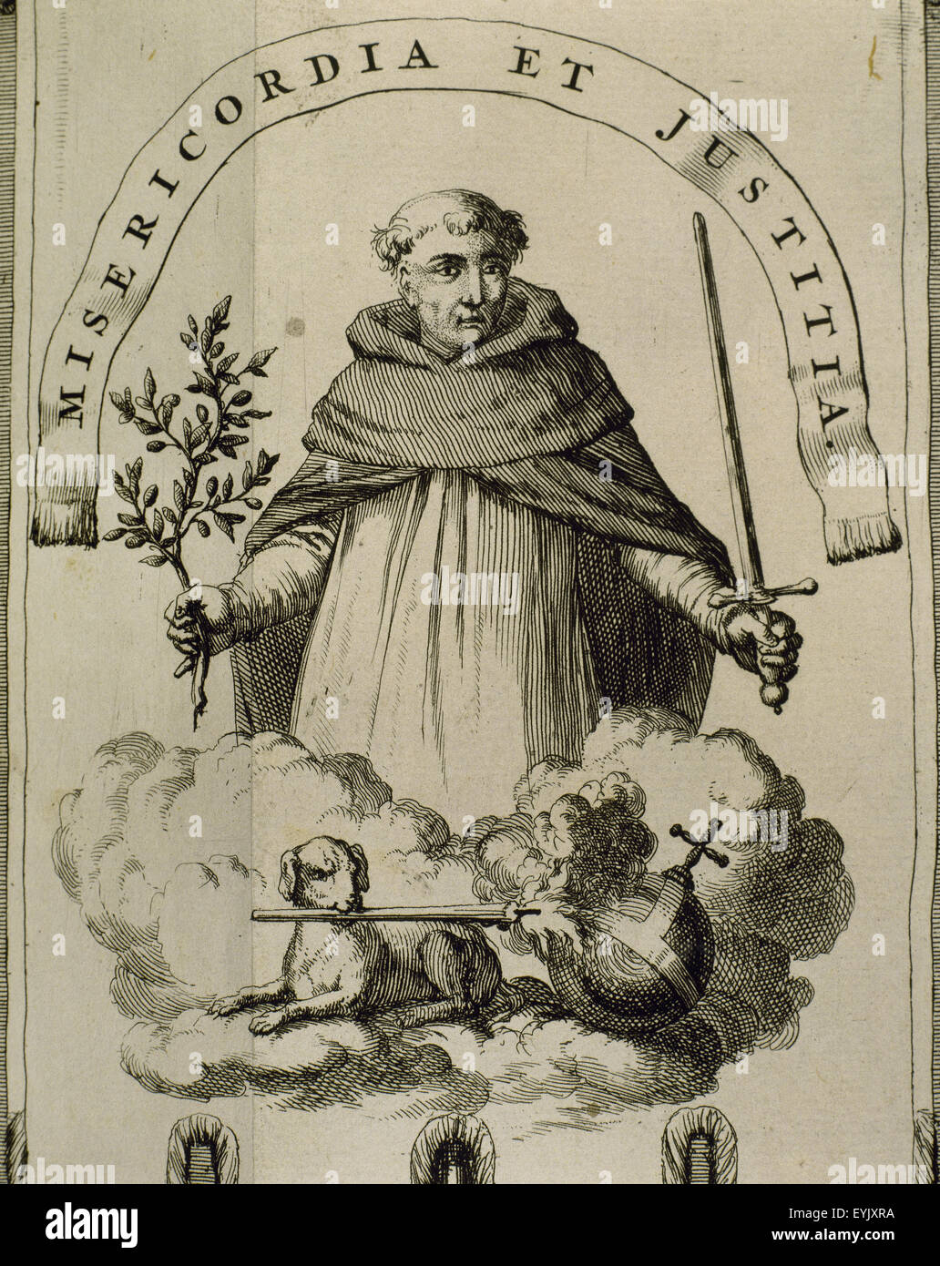 Banner of the Inquisition in Goa. Engraving, 1692. Stock Photo