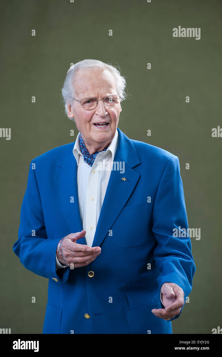 English radio and television presenter and actor, Nicholas Parsons, appearing at the Edinburgh International Book Festival. Stock Photo