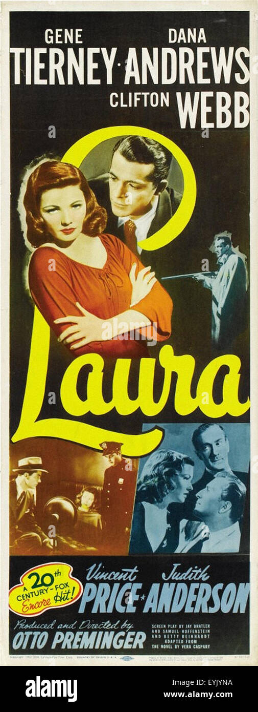 Laura - Gene Tierney - Movie Poster Stock Photo