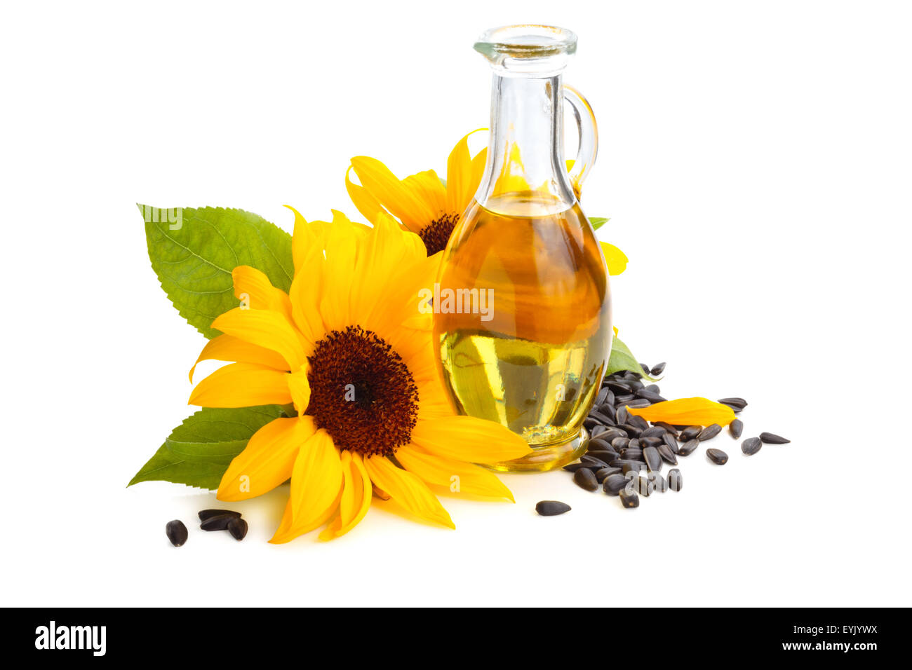 Sunflowers, sunflower oil and sunflower seeds Stock Photo Alamy