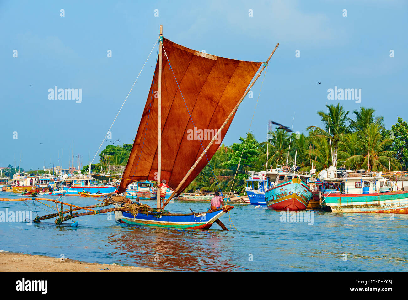 Sri Lanka, Western Province, Negombo, catamaran, Traditional Fishing Boat Stock Photo