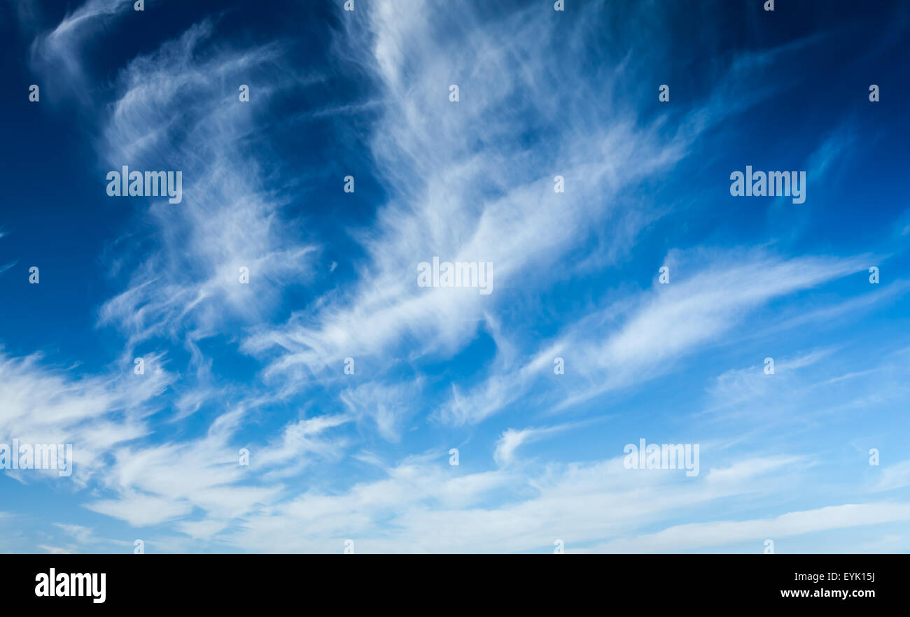 Blue sky with white cirrus clouds Stock Photo - Alamy