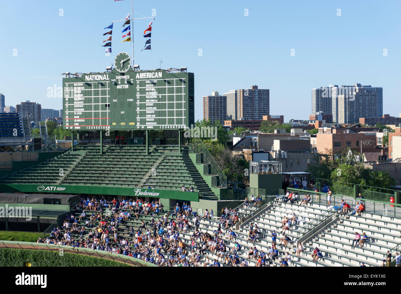 Wrigley Field baseball ground, the home of the Chicago Cubs. Stock Photo