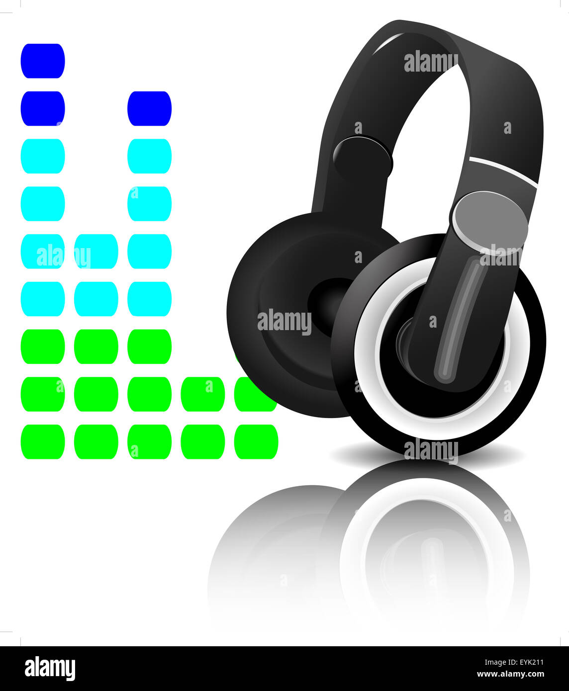 Headphones equalizer. Music and sound, audio equalizer, vector graphic